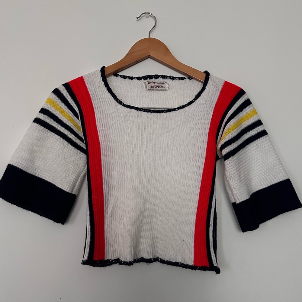 Vintage Striped Knit Crop Top